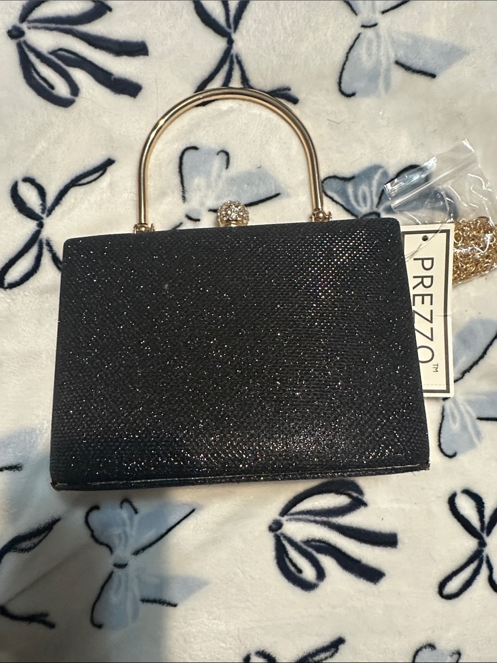 NWT Prezzo Black Bejeweled Small Prom Dressy Purse with Shoulder Strap